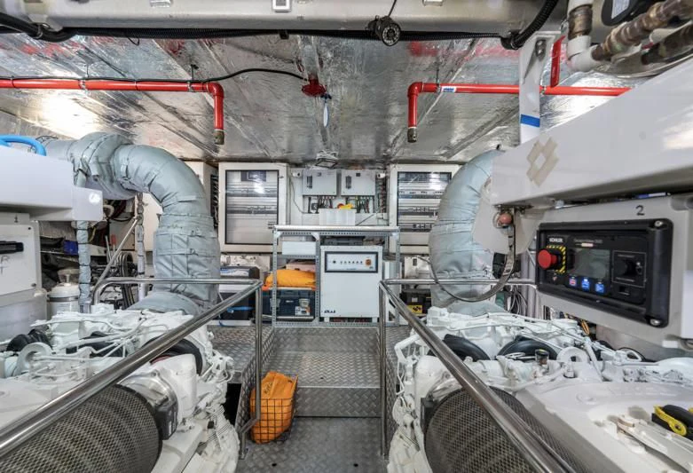 a room with machinery and equipment aboard LADY M Yacht for Sale