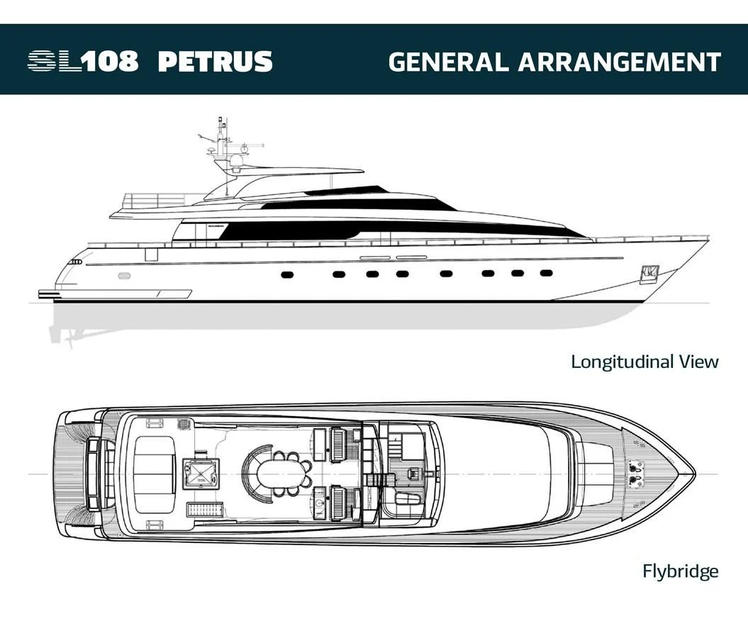 diagram, engineering drawing aboard PETRUS Yacht for Sale