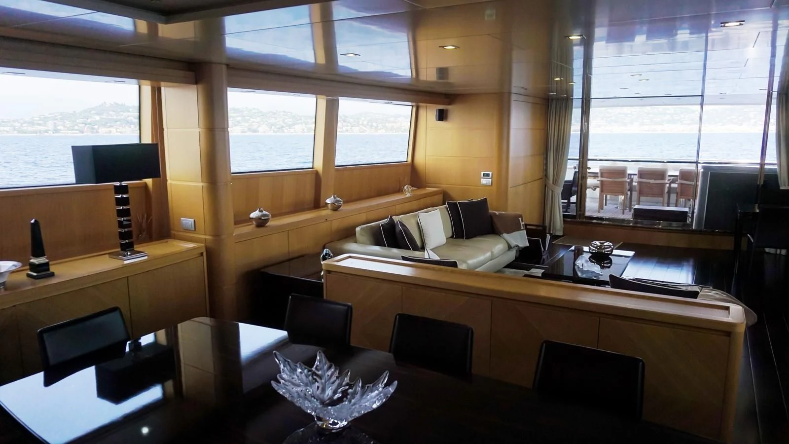 an office with a couch and a desk aboard PETRUS Yacht for Sale