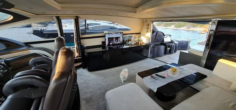 inside of a car aboard CELINE Yacht for Sale