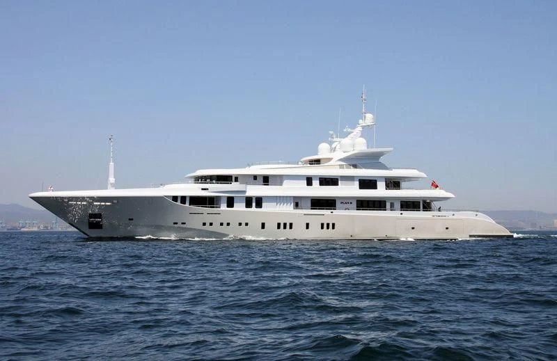 a white yacht in the water aboard PLAN B Yacht for Sale