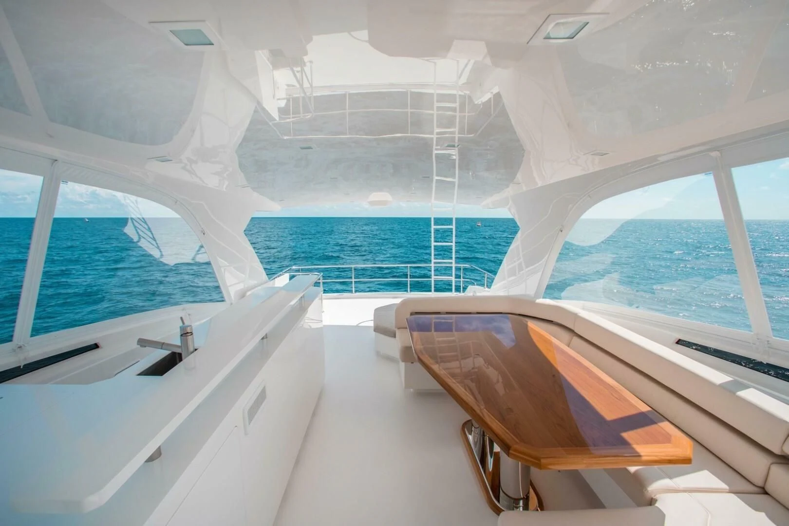 inside of a room with a pool aboard MANA Yacht for Sale
