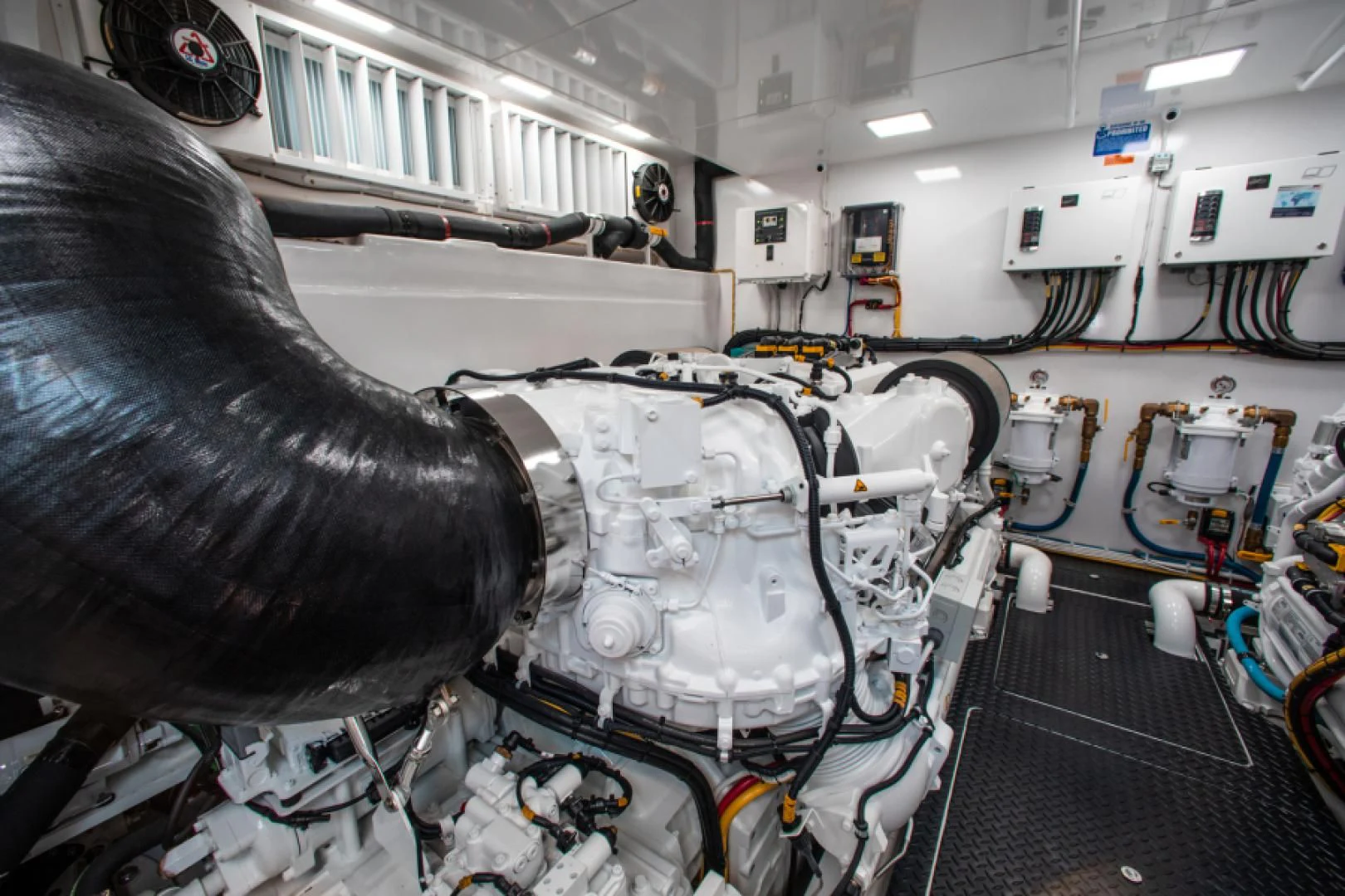 a large metal machine in a factory aboard MANA Yacht for Sale