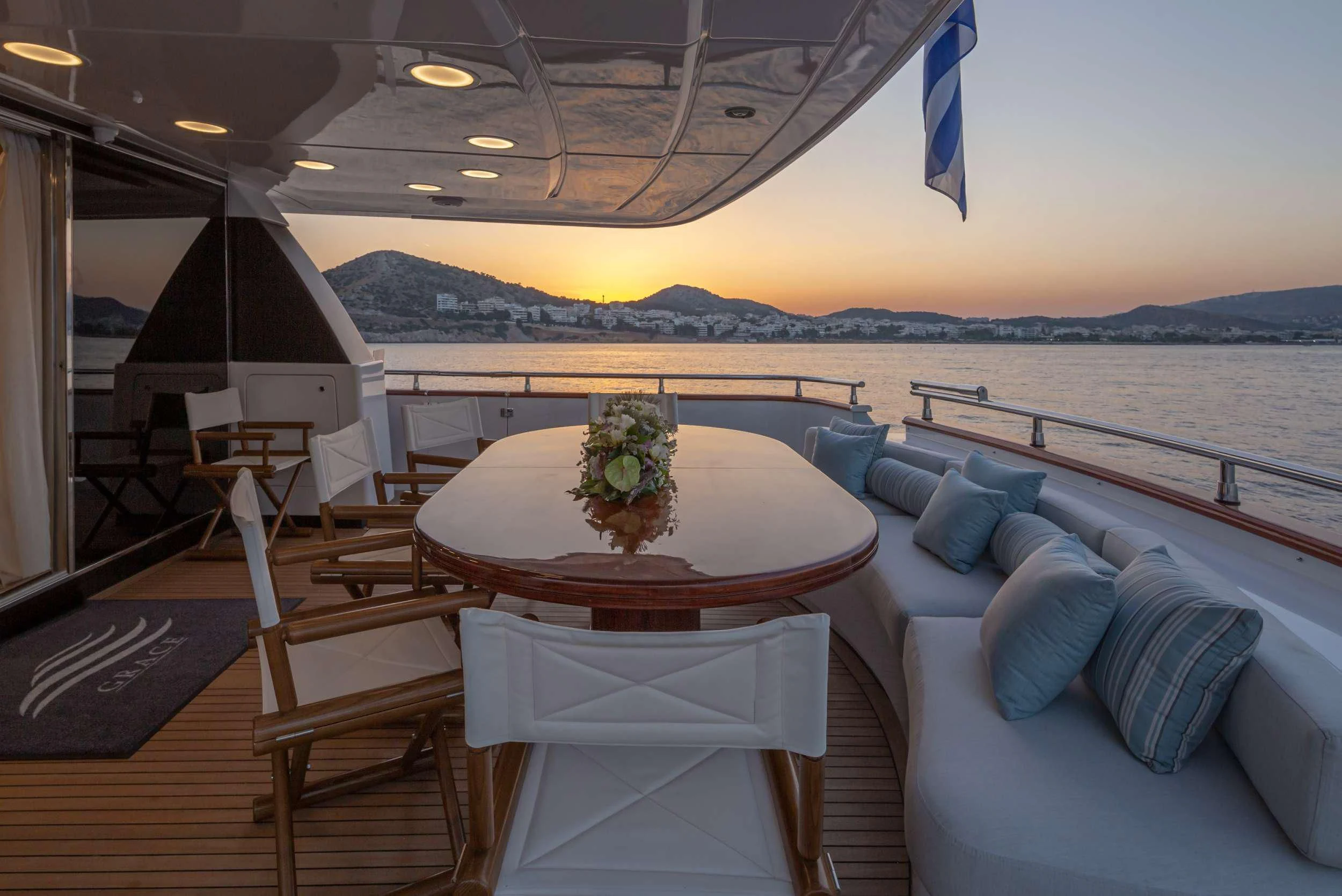 a boat on the water aboard GRACE Yacht for Sale