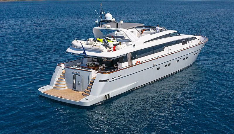 a large white boat in the water aboard GRACE Yacht for Sale