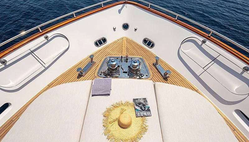 the front of a boat aboard GRACE Yacht for Sale