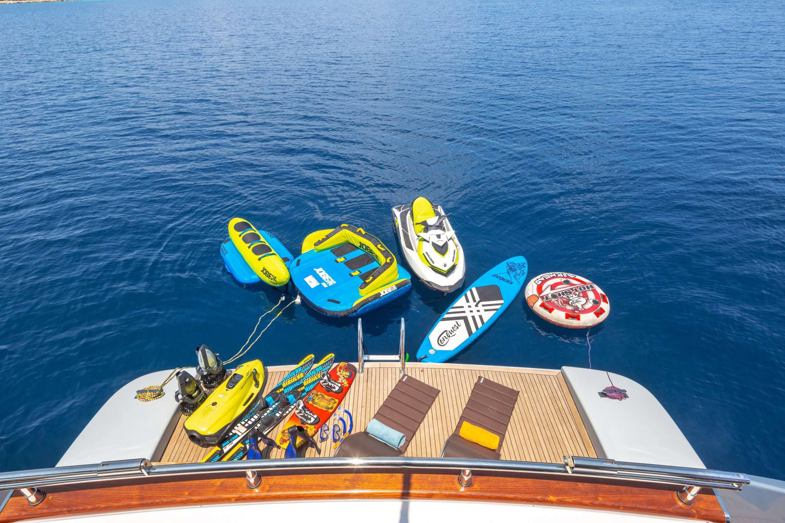 a boat with multiple boats on it aboard GRACE Yacht for Sale