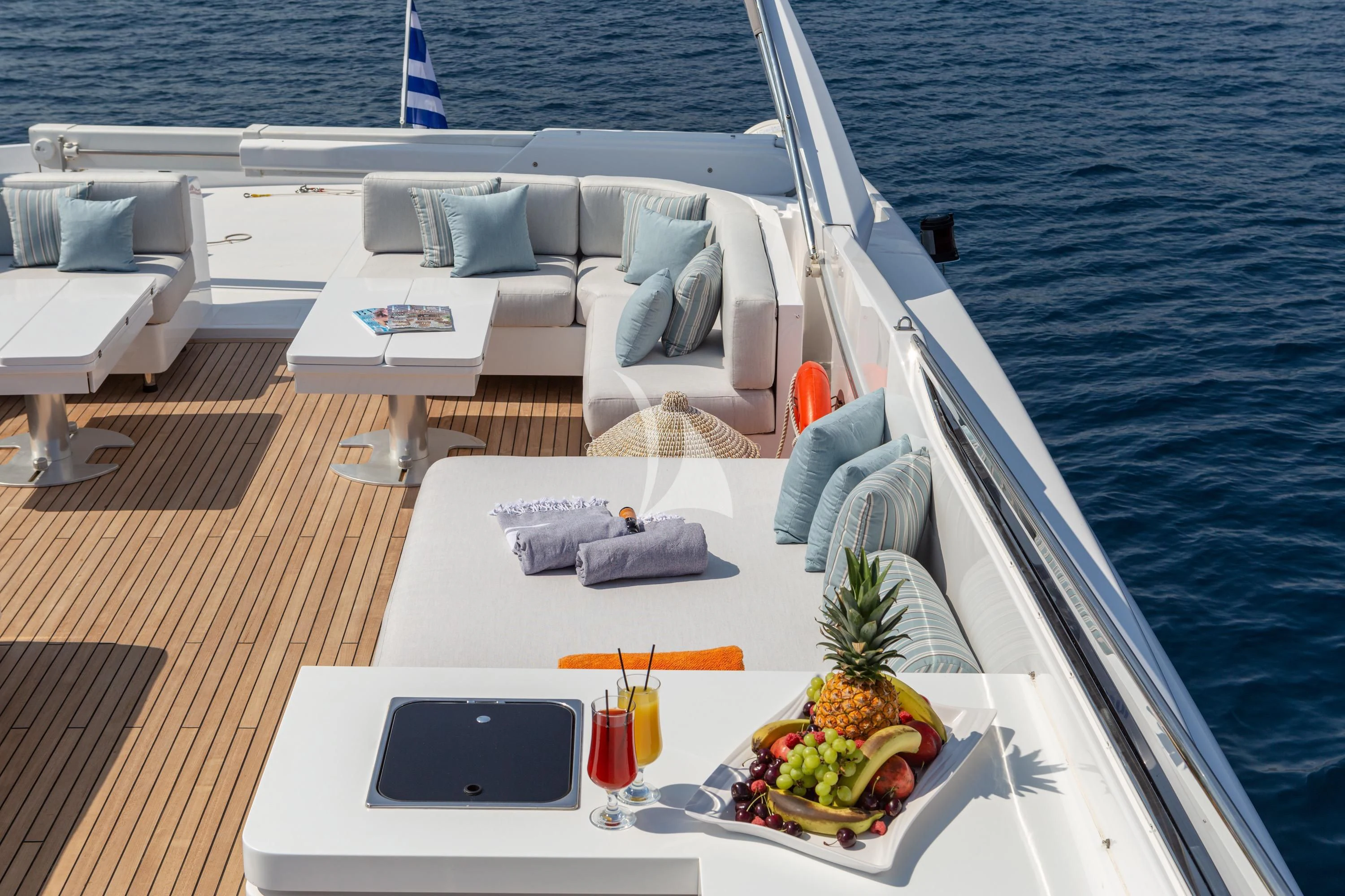 a boat with a laptop on it aboard GRACE Yacht for Sale