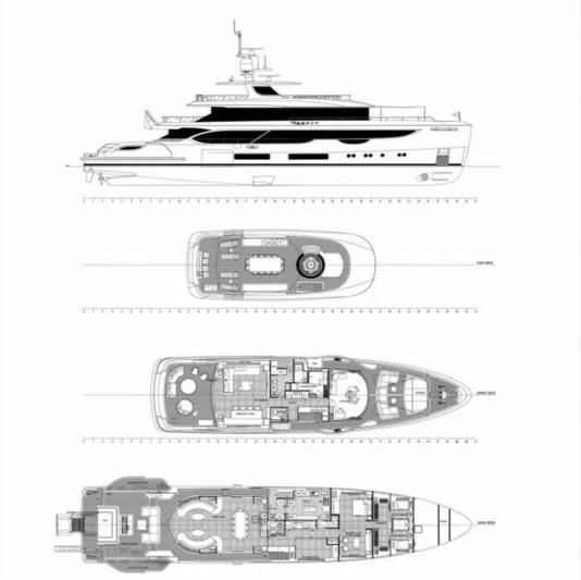 diagram, engineering drawing aboard CADA DIA Yacht for Sale
