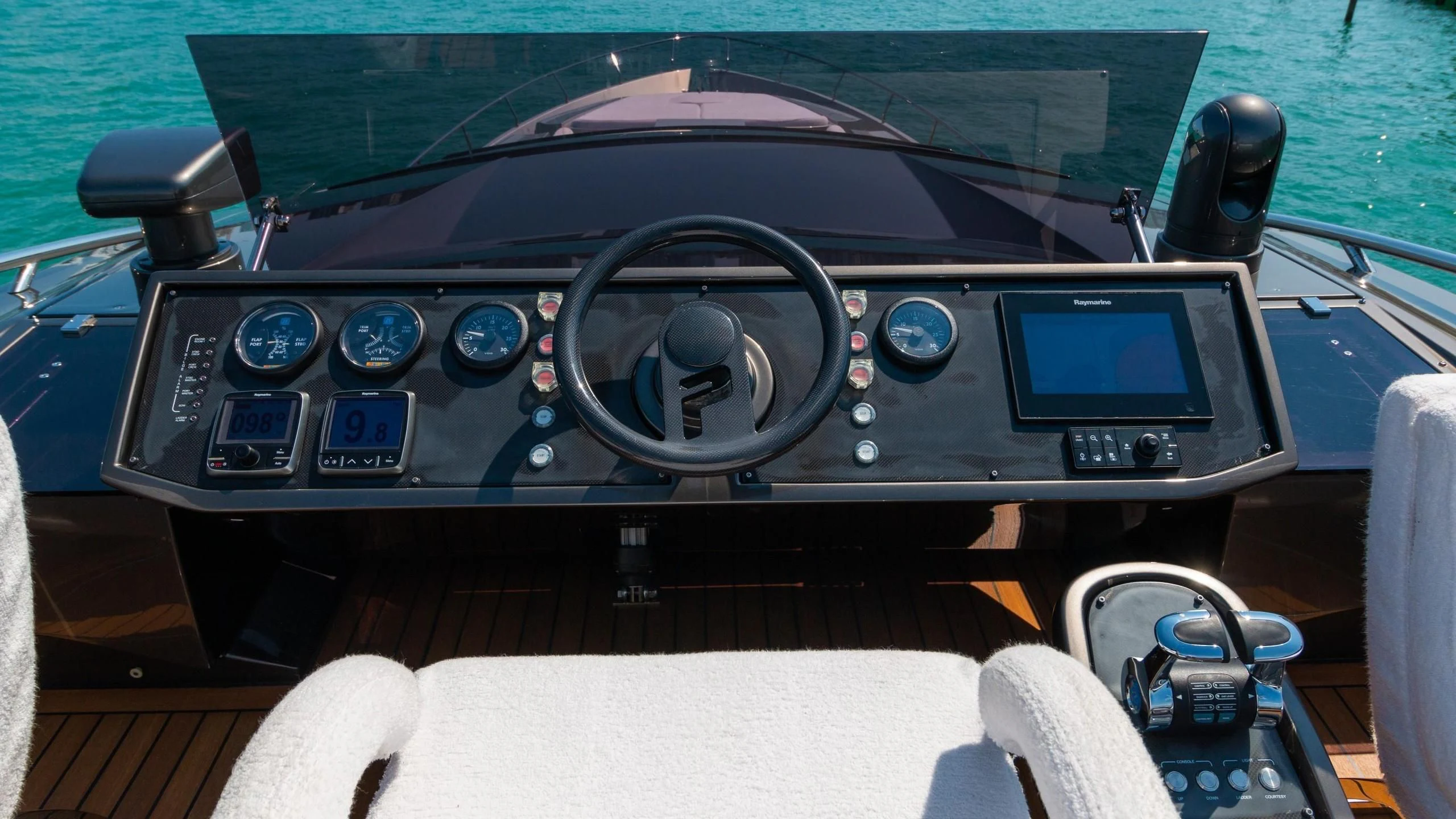 the inside of a cockpit aboard VIXEN Yacht for Sale