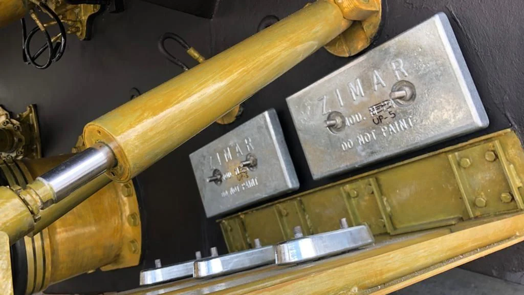 a metal box with a metal object on top of it aboard VIXEN Yacht for Sale