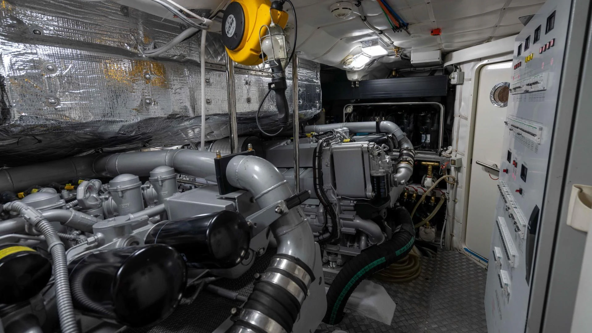 a room with machinery aboard VIXEN Yacht for Sale