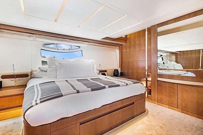 a bed in a room aboard VIXEN Yacht for Sale