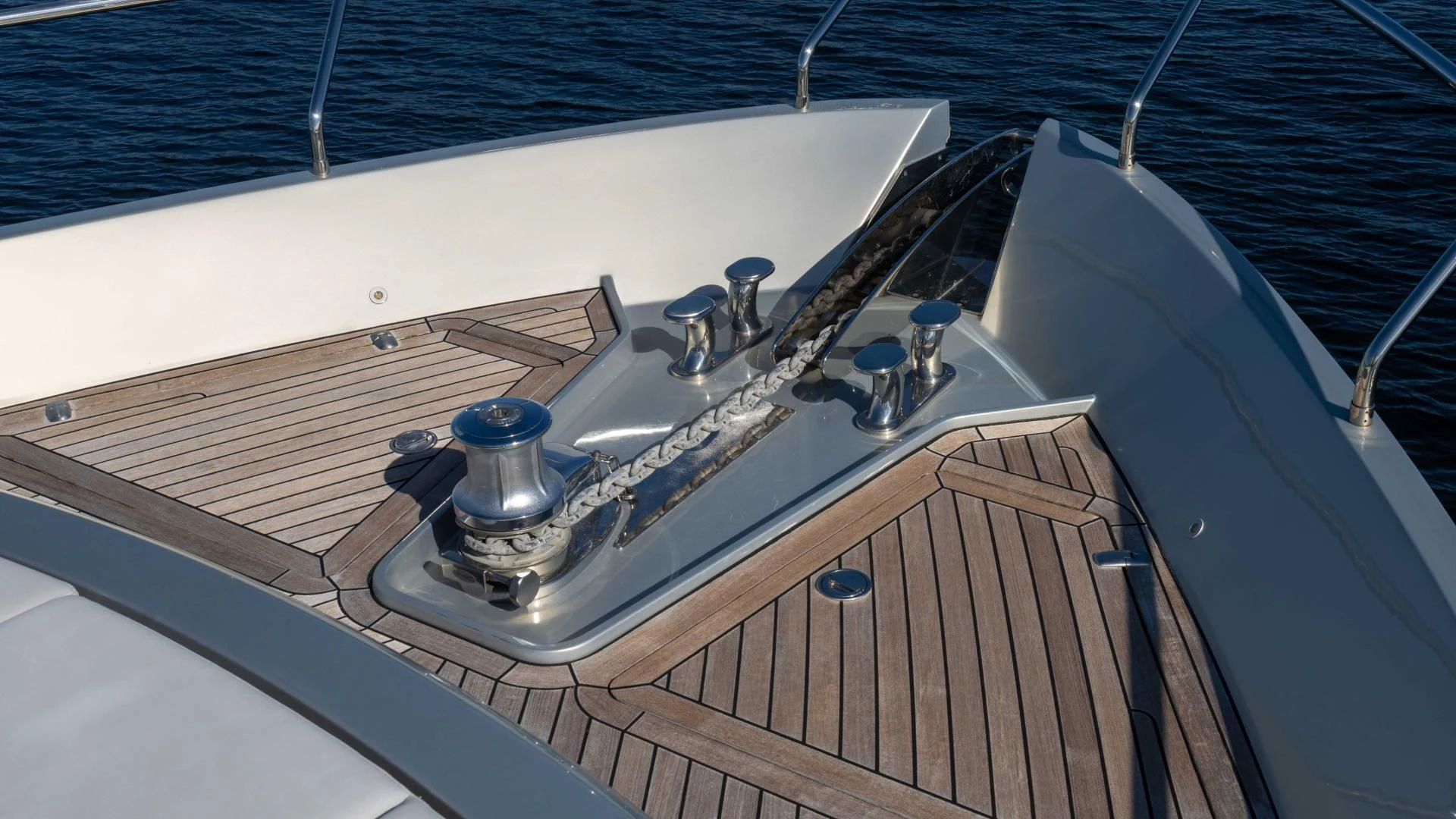 a boat with a metal railing aboard VIXEN Yacht for Sale
