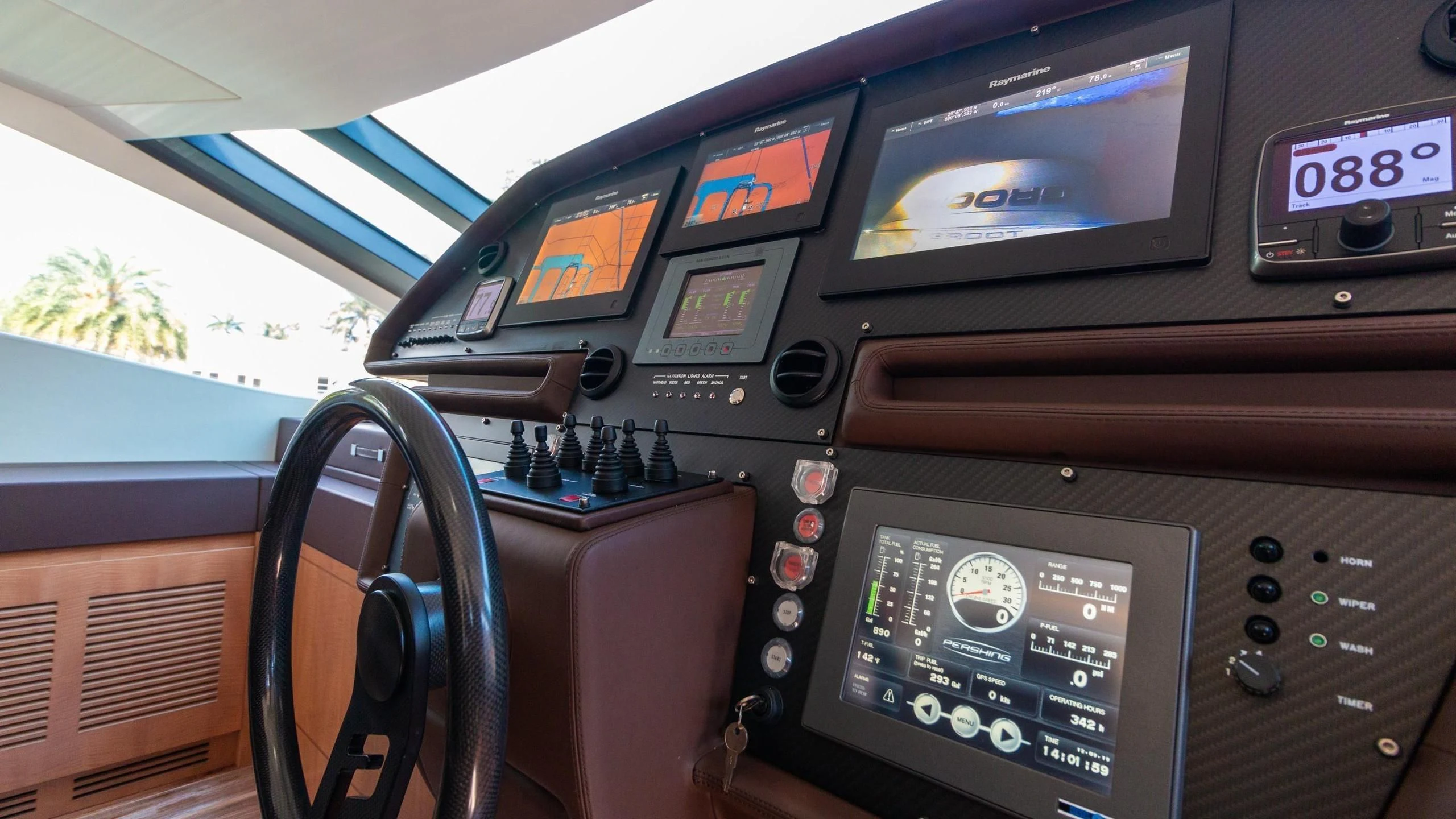 the inside of a car aboard VIXEN Yacht for Sale
