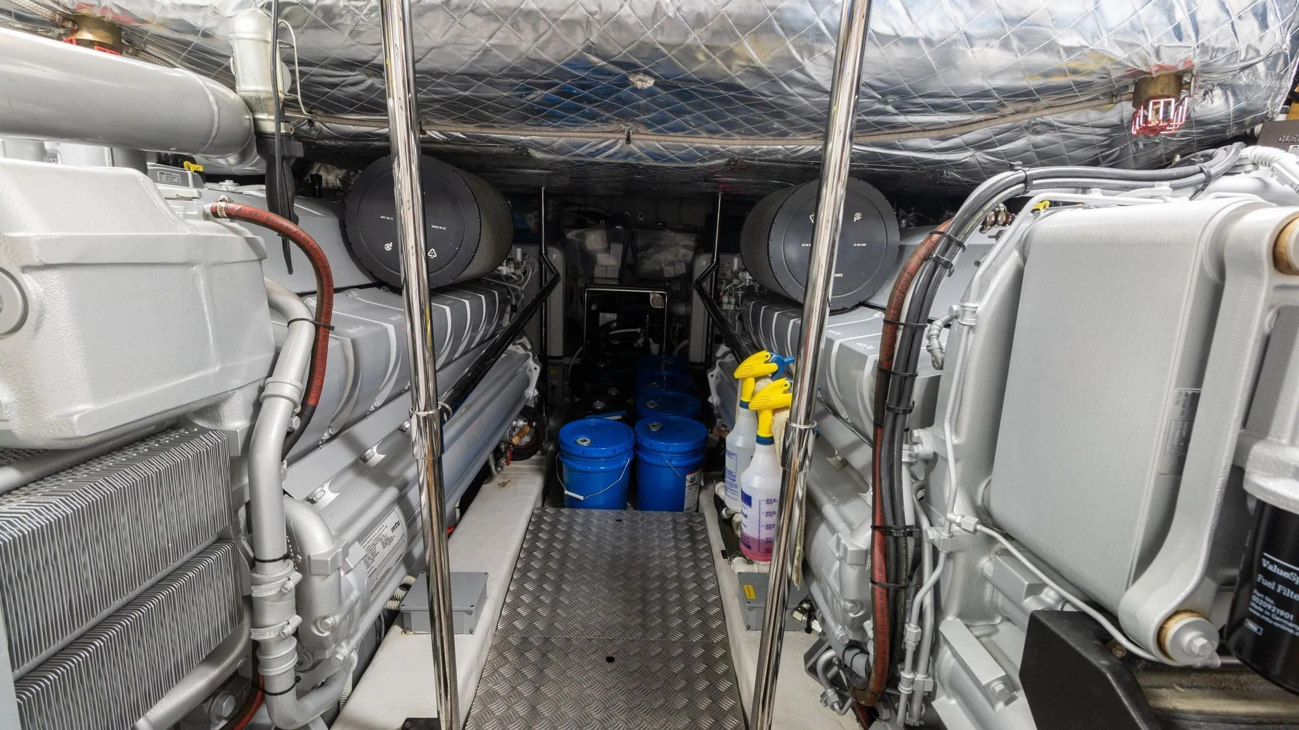 a room with pipes and equipment aboard VIXEN Yacht for Sale