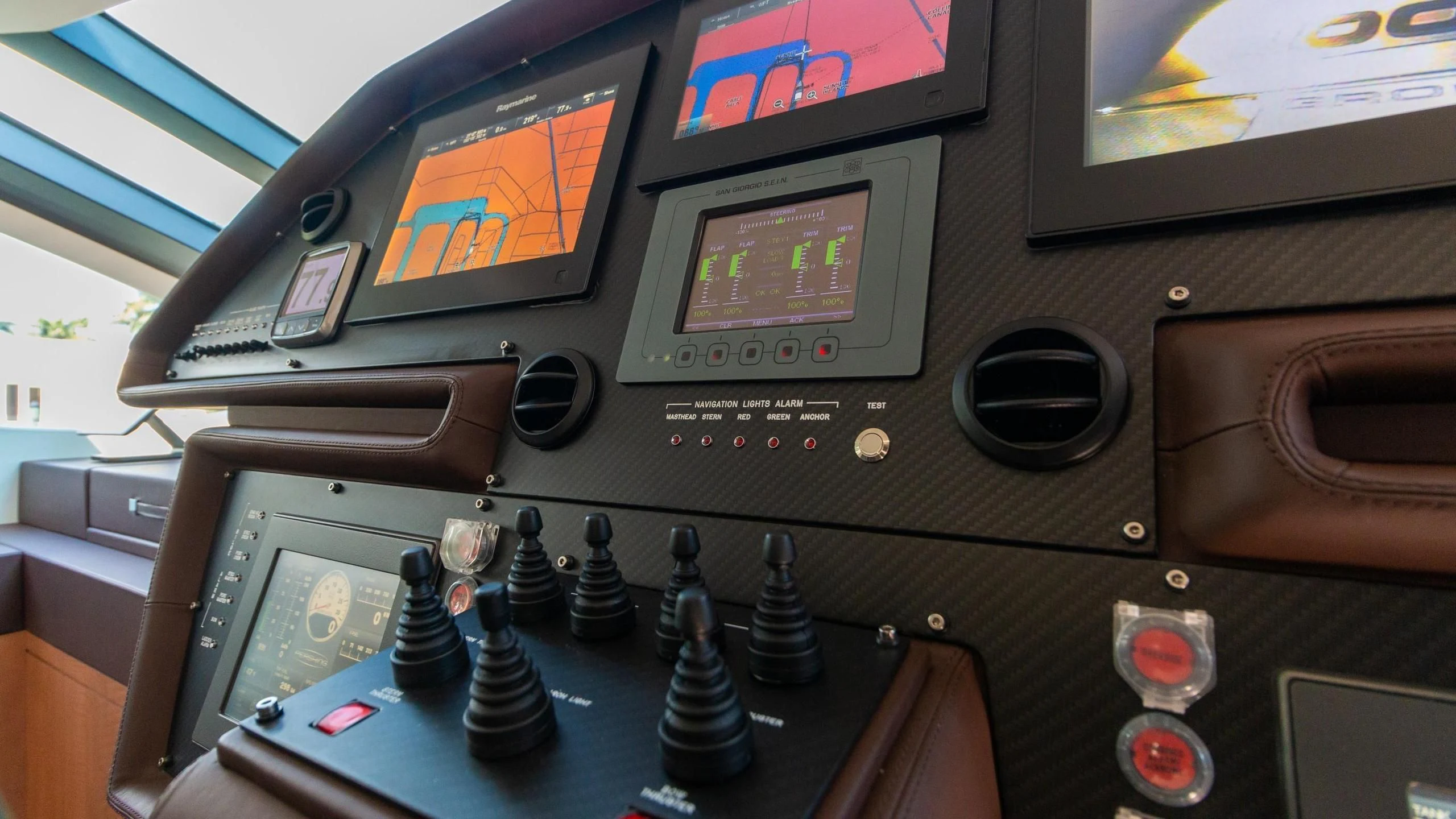 a control panel with a game console aboard VIXEN Yacht for Sale