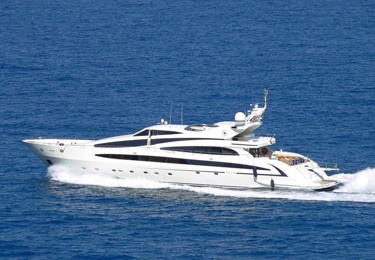 a white yacht in the water aboard LIBERDADE Yacht for Sale