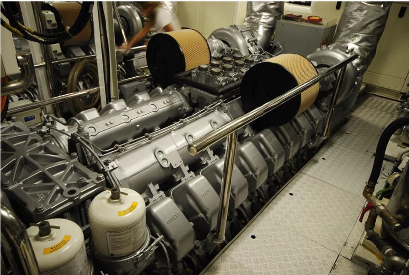 a machine with a large metal cylinder aboard LIBERDADE Yacht for Sale