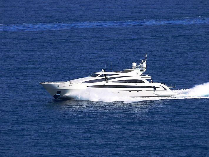 a white yacht in the water aboard LIBERDADE Yacht for Sale