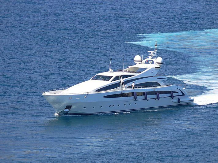 a white yacht in the water aboard LIBERDADE Yacht for Sale