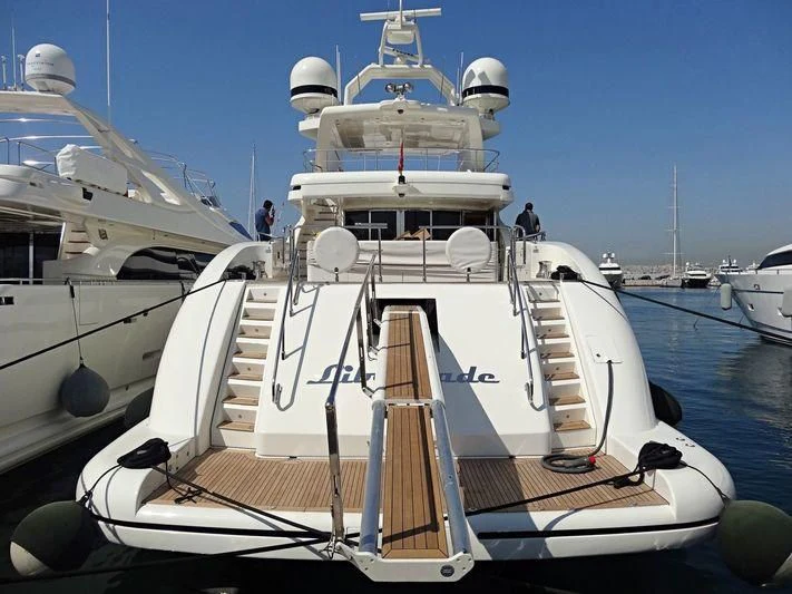 a large white boat in the water aboard LIBERDADE Yacht for Sale