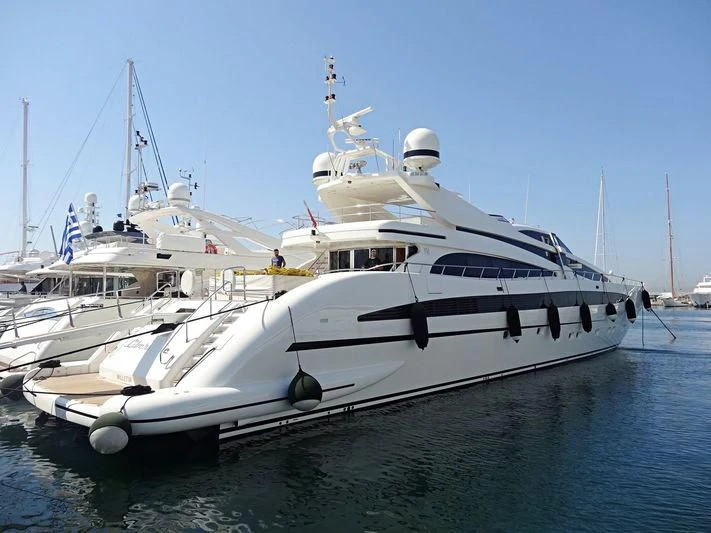a white yacht in the water aboard LIBERDADE Yacht for Sale