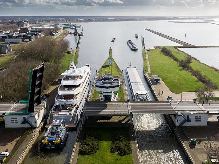 a bridge over a river aboard MOONRISE Yacht for Sale