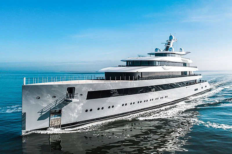 a large white ship aboard MOONRISE Yacht for Sale
