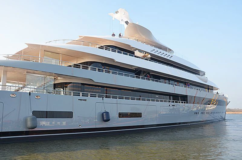 a cruise ship in the water aboard MOONRISE Yacht for Sale