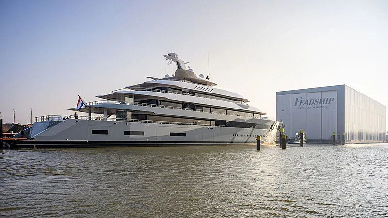 a large boat in the water aboard MOONRISE Yacht for Sale