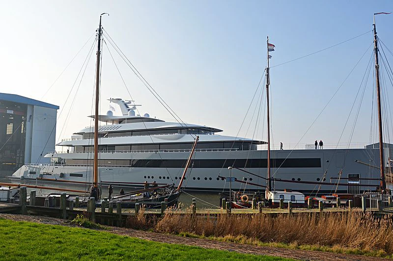 a large ship docked aboard MOONRISE Yacht for Sale