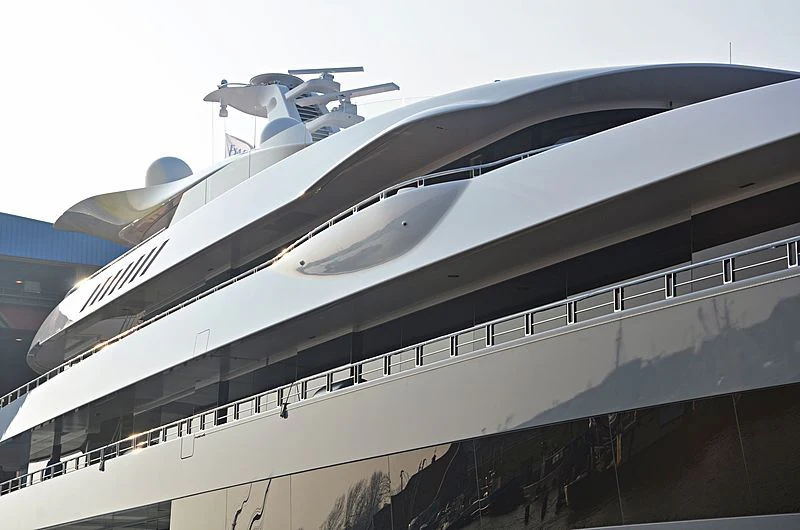 a large airplane on a bridge aboard MOONRISE Yacht for Sale