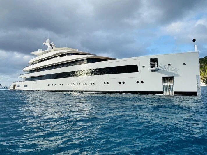 a white yacht in the water aboard MOONRISE Yacht for Sale