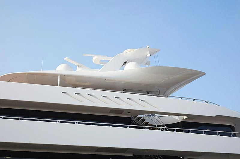a white building with a large window aboard MOONRISE Yacht for Sale