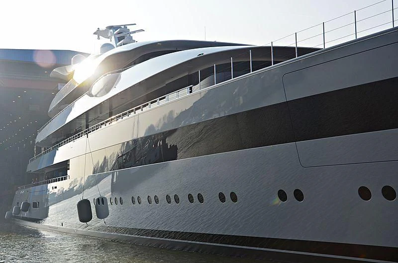 a large ship with lights on the side aboard MOONRISE Yacht for Sale