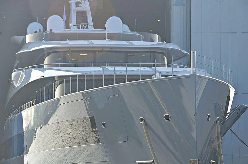 a large cruise ship in a room aboard MOONRISE Yacht for Sale