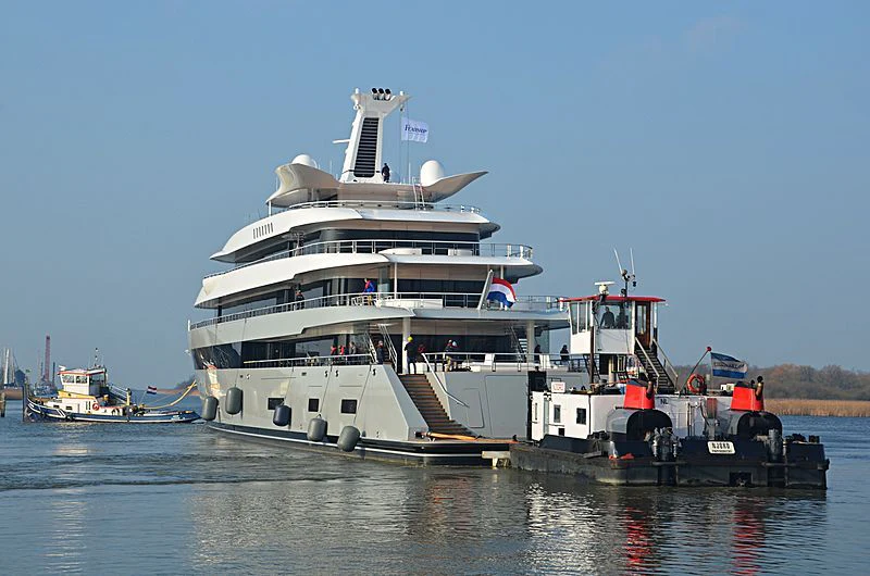 a large white boat with a propeller aboard MOONRISE Yacht for Sale