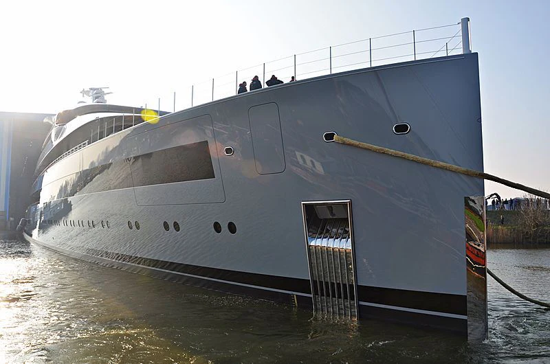 a large ship in the water aboard MOONRISE Yacht for Sale