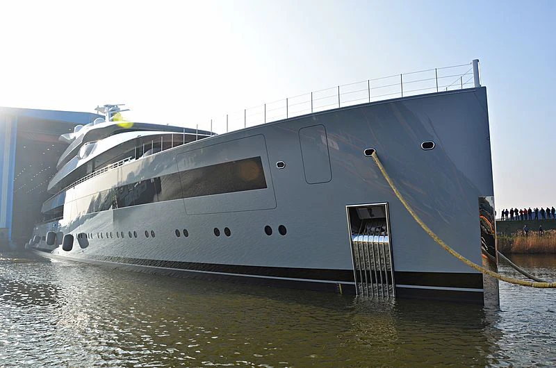 a large boat in the water aboard MOONRISE Yacht for Sale