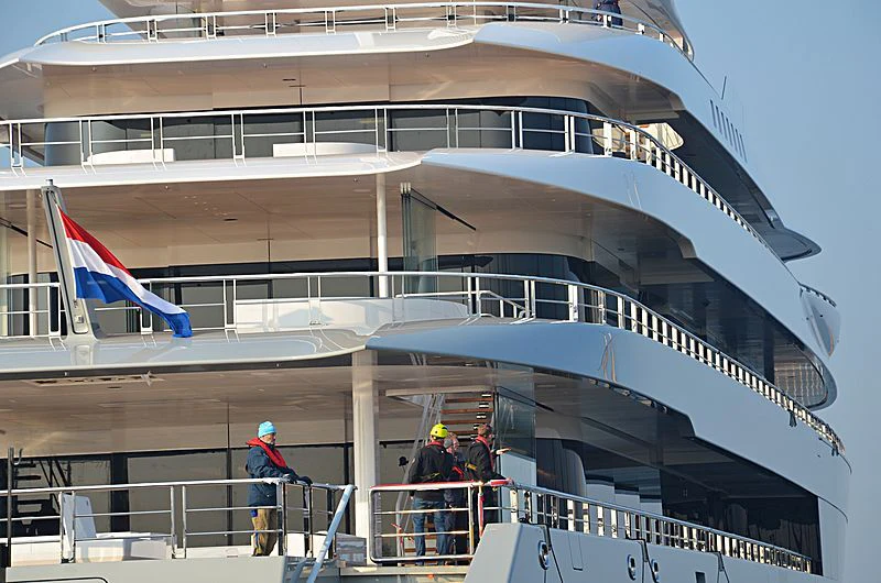 a large white boat with people on it aboard MOONRISE Yacht for Sale