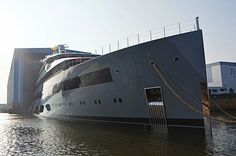 a large boat in the water aboard MOONRISE Yacht for Sale