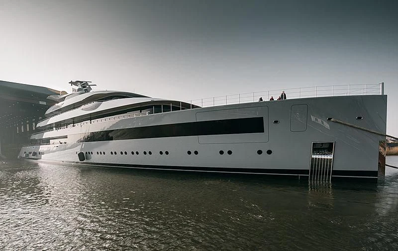 a cruise ship in the water aboard MOONRISE Yacht for Sale