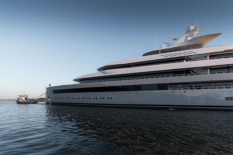a cruise ship docked aboard MOONRISE Yacht for Sale