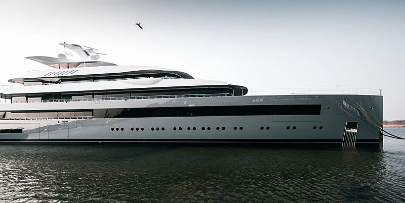 a large yacht in the water aboard MOONRISE Yacht for Sale