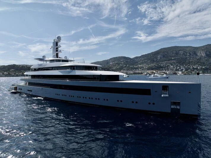 a white yacht in the water aboard MOONRISE Yacht for Sale