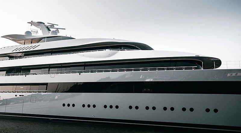 a close-up of a white yacht aboard MOONRISE Yacht for Sale