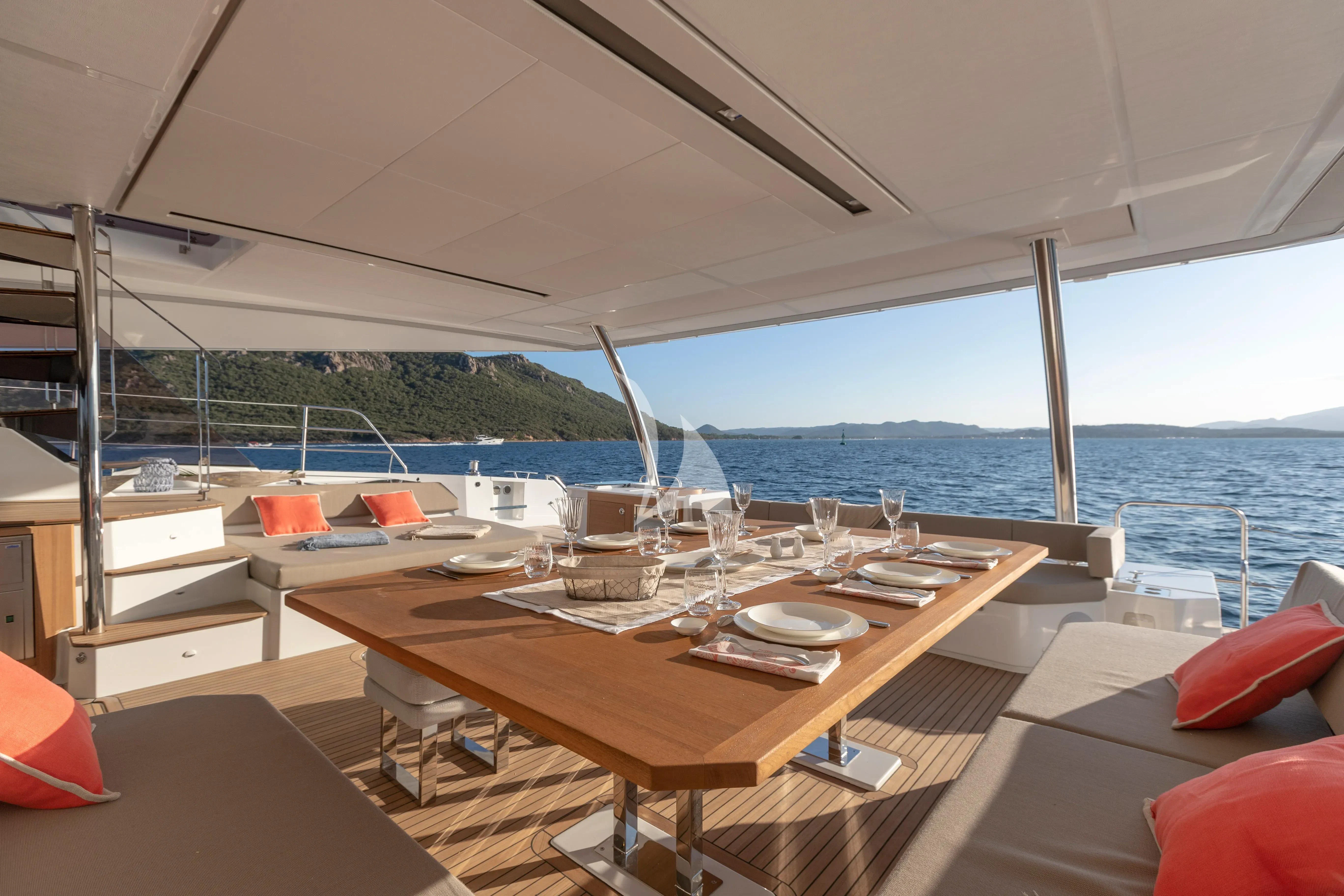 a table on a boat aboard STEPHANIE Yacht for Charter