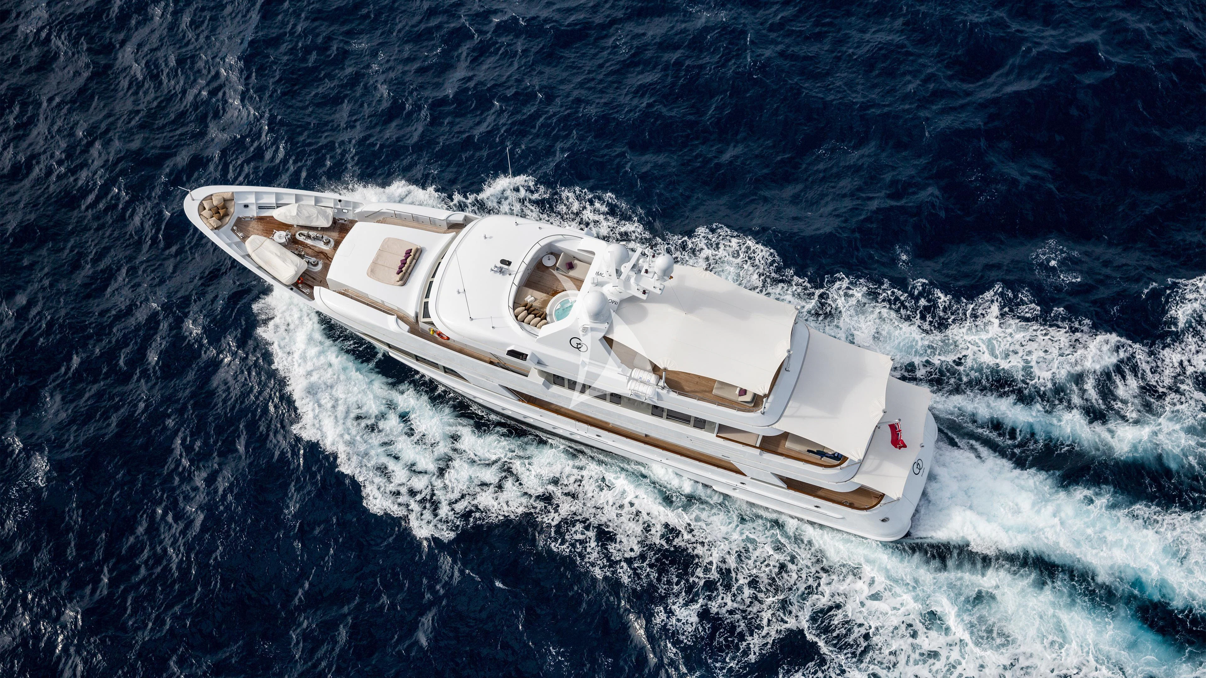 a high angle view of a boat aboard GO Yacht for Sale