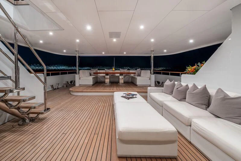 a modern looking living room aboard GO Yacht for Sale